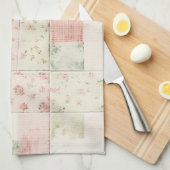 Western Farm Mint Rosa Blumen Quilt Muster Geschirrtuch (Viertel Falte)