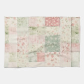 Western Farm Mint Rosa Blumen Quilt Muster Geschirrtuch (Horizontal)