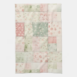 Western Farm Mint Rosa Blumen Quilt Muster Geschirrtuch