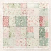 Western Farm Mint Rosa Blumen Quilt Muster Glasuntersetzer (Vorderseite)