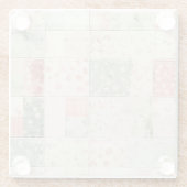 Western Farm Mint Rosa Blumen Quilt Muster Glasuntersetzer (Rückseite)