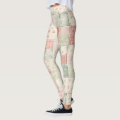 Western Farm Mint Rosa Blumen Quilt Muster Leggings (Links)