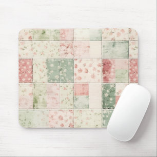 Western Farm Mint Rosa Blumen Quilt Muster Mousepad