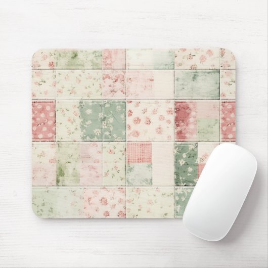 Western Farm Mint Rosa Blumen Quilt Muster Mousepad (Mit Mouse)