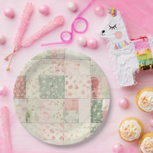 Western Farm Minze rosa Blumenmuster Pappteller (Party)