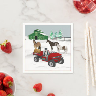Western Farm Pferderanch Roter ATV Hund und Scheun Serviette