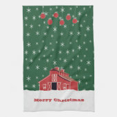 Western Farm Ranch Red Barn Weihnachten Geschirrtuch (Vertikal)