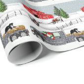 Western Farm Ranch Santa Cattle and Dog Geschenkpapier (Rolleneckpunkt)