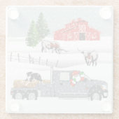 Western Farm Ranch Santa Cattle and Dog Glasuntersetzer (Rückseite)