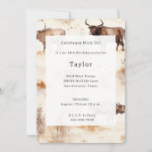 Western Farm Tier Hochland Kuh Geburtstag Einladung (Vorderseite)