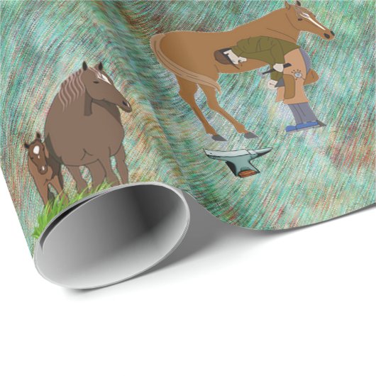 Western Farrier Horseshoe mit Pferden Geschenkpapier (Rolleneckpunkt)