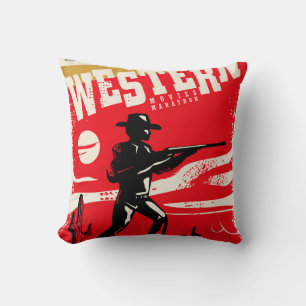Western-Film-Marathon Retro-Poster-Design-Layout Kissen