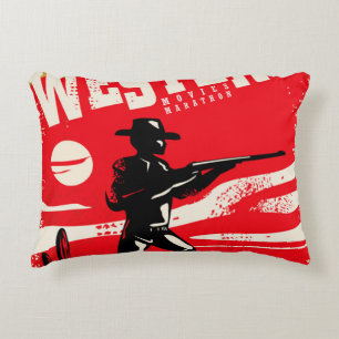 Western-Filme Marathon Retroposter Design-Layout Dekokissen