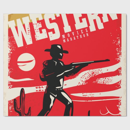Western-Filme Marathon Retroposter Design-Layout Geschenkpapier (Flach)