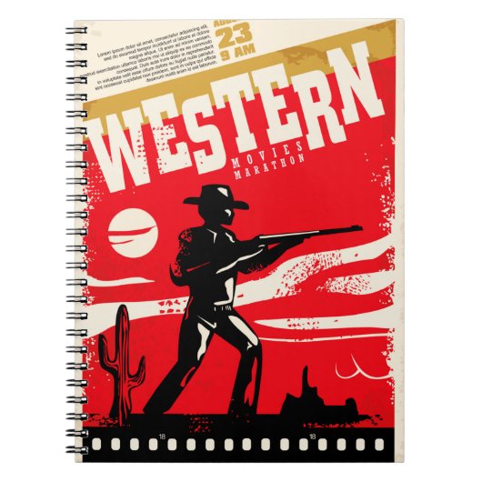 Western-Filme Marathon Retroposter Design-Layout Notizblock (Vorderseite)