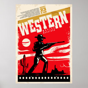 Western-Filme Marathon Retroposter Design-Layout Poster