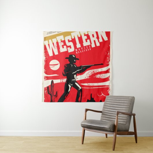 Western-Filme Marathon Retroposter Design-Layout Wandteppich (Beispiel)