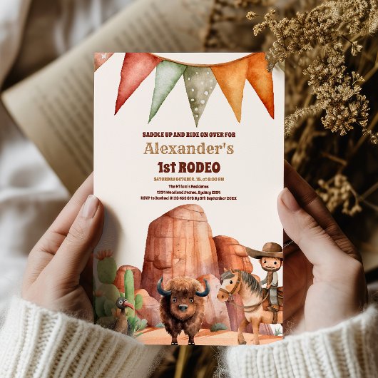 Western First Birthday Rodeo Baby Boy Einladung