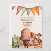 Western First Birthday Rodeo Baby Boy Einladung (Vorderseite)