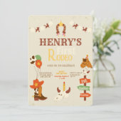 Western First Birthday Rodeo Baby Einladung (Stehend Vorderseite)