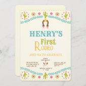 Western First Birthday Rodeo Baby Einladung (Vorne/Hinten)