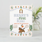 Western First Birthday Rodeo Baby Einladung (Stehend Vorderseite)