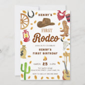 Western First Birthday Rodeo Baby Einladung (Vorderseite)