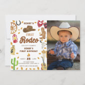Western First Birthday Rodeo Baby Foto Einladung (Vorderseite)