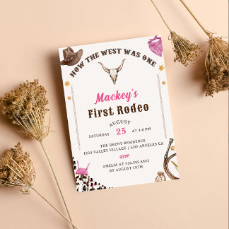 Western First Birthday Rodeo Rustic Cowboy Einladung