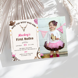 Western First Birthday Rodeo Rustic Cowboy Foto Einladung