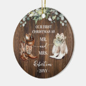Western First Christmas as Mr & Mrs Cowboy Cowgirl Keramik Ornament (Links)