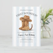 Western First Geburtstag | Cowboy | Erste Roundup Einladung (Stehend Vorderseite)