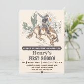 Western First Rodeo Cowboy 1. Geburtstag Einladung (Stehend Vorderseite)