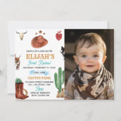 Western First Rodeo Cowboy 1. Geburtstag Einladung (Vorderseite)