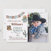 Western First Rodeo Cowboy Birthday Foto Einladung (Vorderseite)