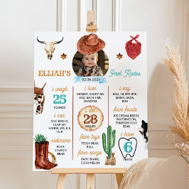 Western First Rodeo Cowboy Birthday Milestone Zeic Poster