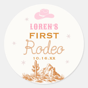Western First Rodeo Cowgirl 1. Geburtstag Runder Aufkleber