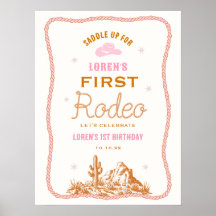 Western First Rodeo Cowgirl 1. Geburtstag Willkomm