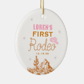 Western First Rodeo Cowgirl 1st Birthday Keramik Ornament (Rechts)