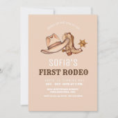 Western First Rodeo Cowgirl Birthday Cowboy Einladung (Vorderseite)