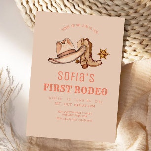 Western First Rodeo Cowgirl Pink Birthday Party Einladung