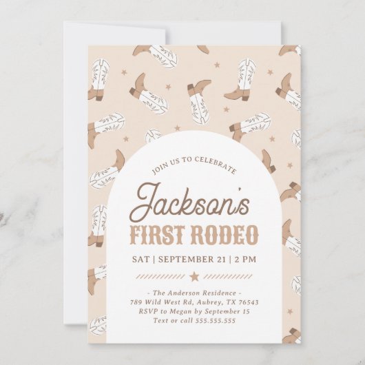 Western First Rodeo Geburtstag Einladung (Vorderseite)
