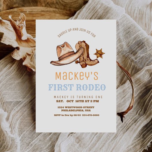 Western First Rodeo Geburtstagsparty Boy Einladung