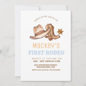 Western First Rodeo Geburtstagsparty Boy Einladung (Vorderseite)