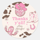 Western First Rodeo Girl Pink Danke, dass ihr Gebu Runder Aufkleber (Vorderseite)