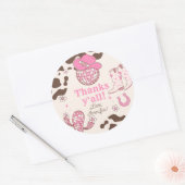 Western First Rodeo Girl Pink Danke, dass ihr Gebu Runder Aufkleber (Umschlag)