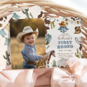 Western First Rodeo Junge 1. Geburtstag Foto Einladung