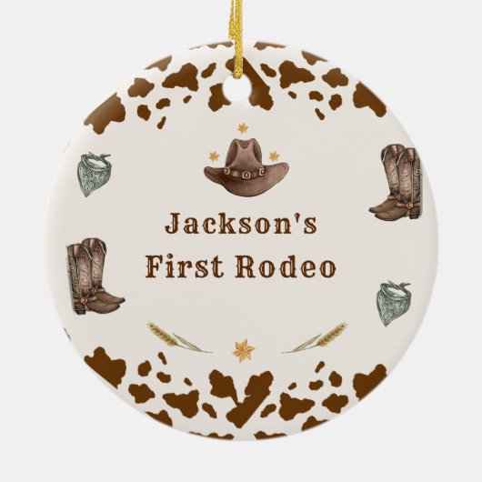 Western First Rodeo Party Keramik Ornament (Hinten)