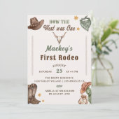 Western First Rodeo Rustic 1. Geburtstag Party Einladung (Stehend Vorderseite)