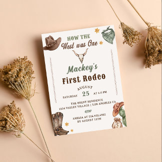 Western First Rodeo Rustic 1. Geburtstag Party Einladung
